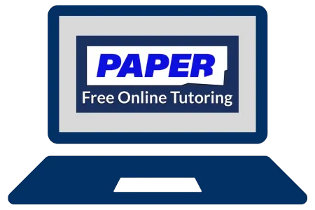 Image of computer with Paper Free Online Tutoring on computer screen