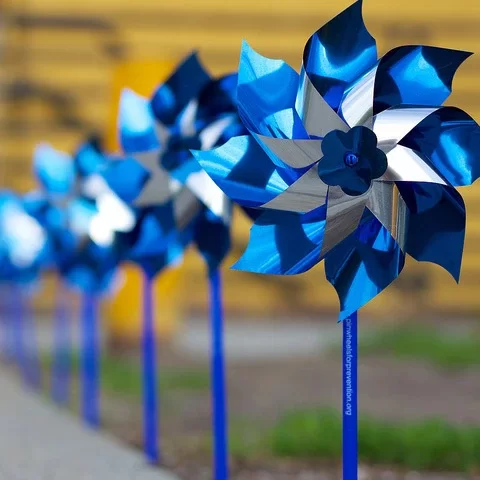 photo of blue pinwheels