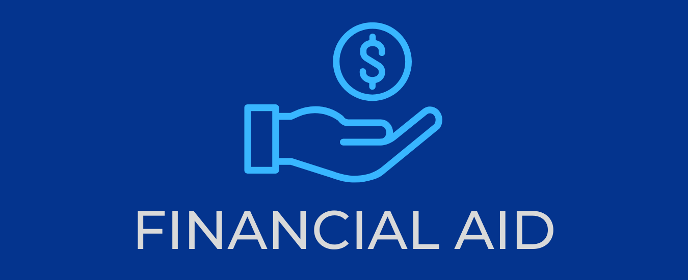 Financial Aid webpage banner with graphic of a hand and dollar sign