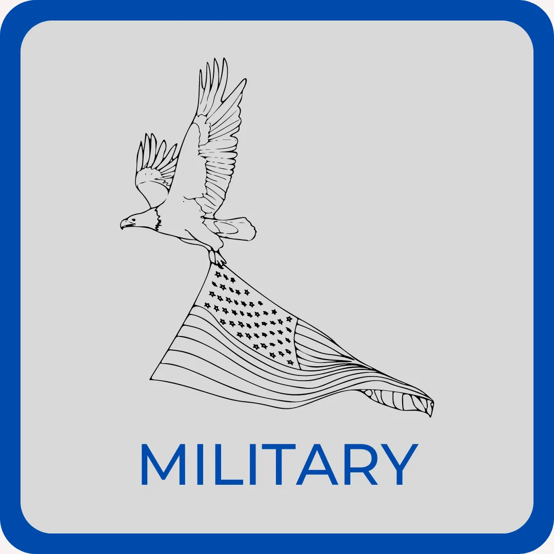 Navigate to military webpage - sketch of an eagle carrying the American flag