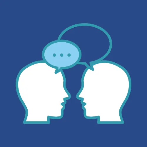 graphic showing two people talking