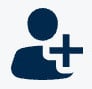 User icon with a plus sign, representing linking a student to the account