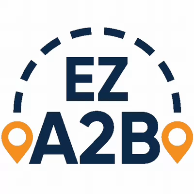 Logo for EZ A2B, featuring an abstract design with location markers.