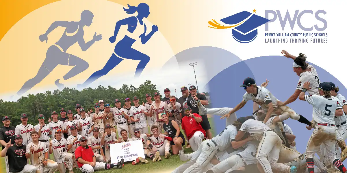 Graphic showing the Gainseville High School baseball team celebrating