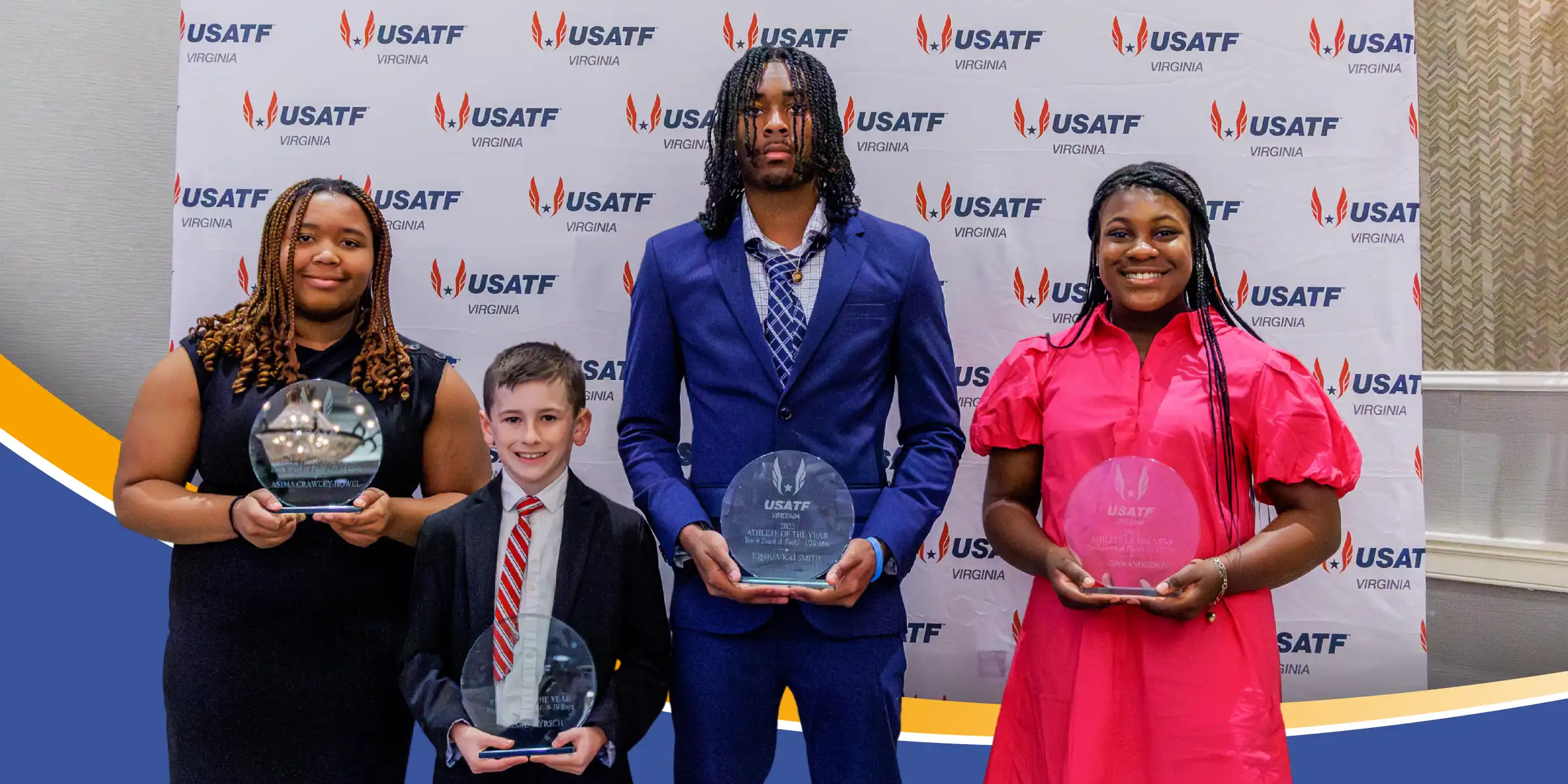 Student-athletes with their awards