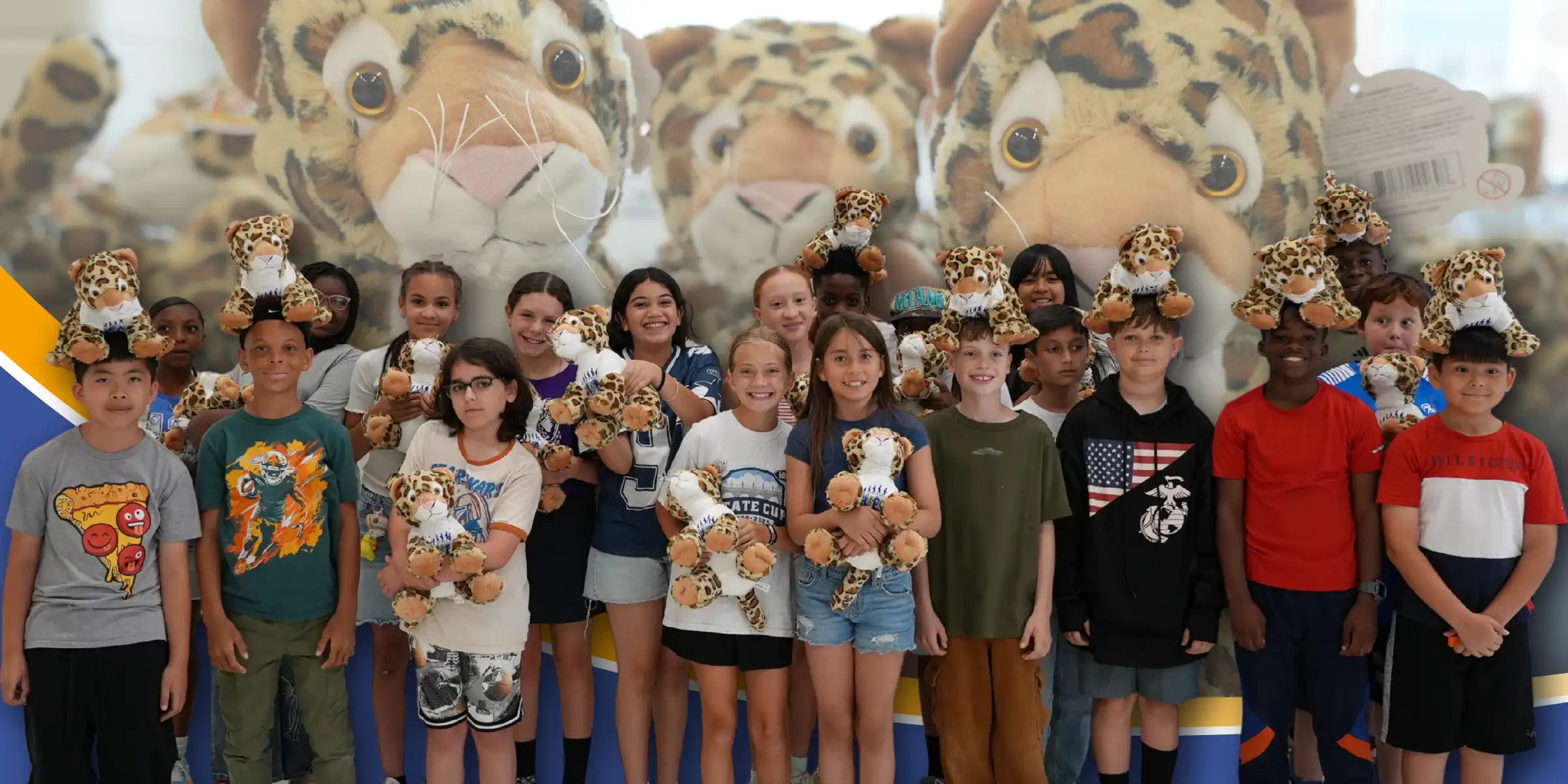Students with their stuffed cheetahs