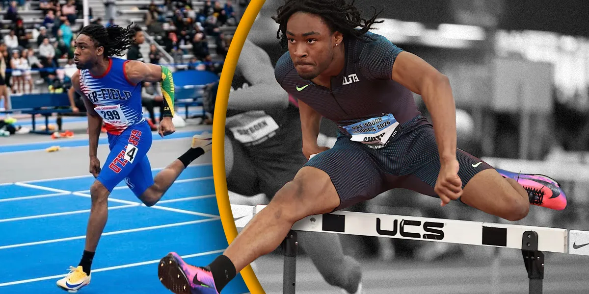 Photos of Joshua-Kai Smith hurdling