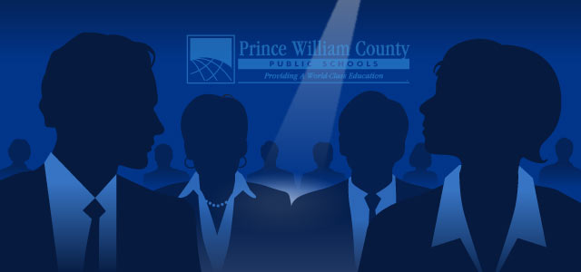 Silhouettes of people in front of the PWCS logo