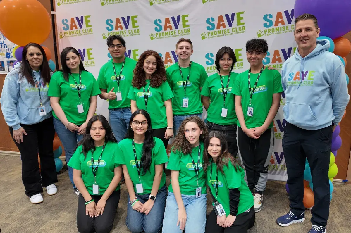Students in SAVE Club posting for a group photograph