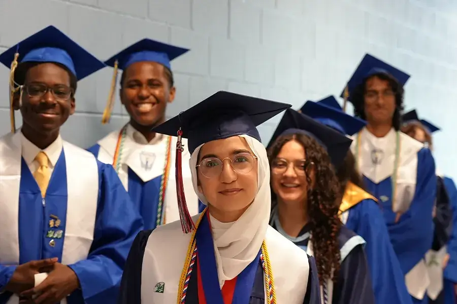 2025 graduates of The Governor's School @ Innovation Park lined up before the graduation ceremony