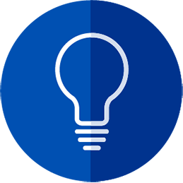 Innovation icon -- icon is a light bulb inside of a circle