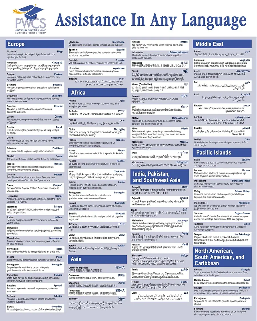 PWCS Interpretation and Translation in Any Language Poster