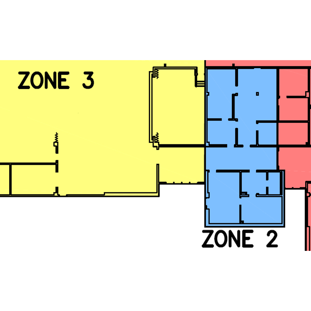 Three zones divided by color