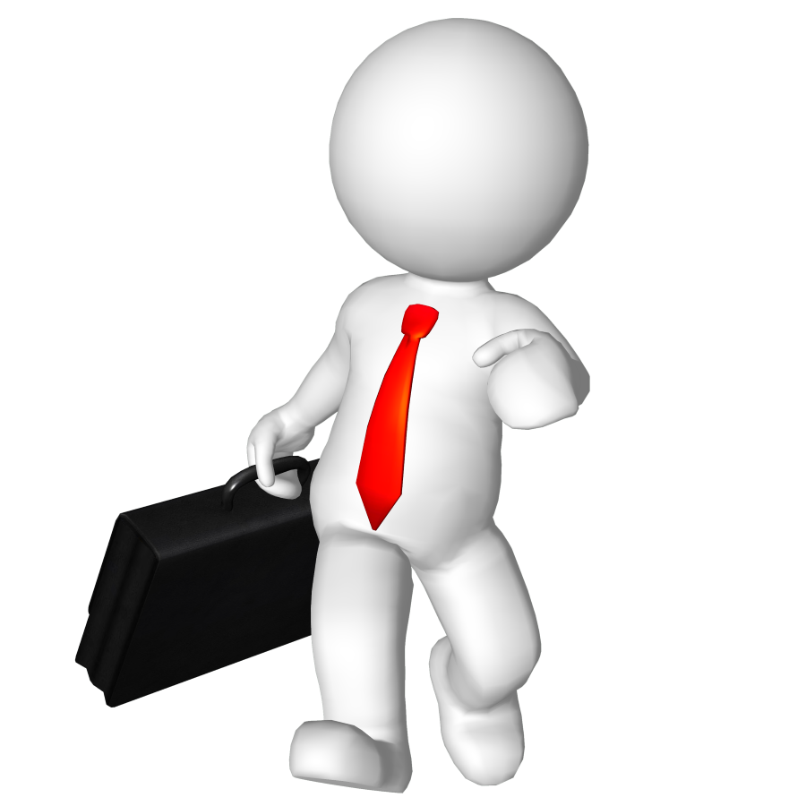 Illustrated man wearing a tie and carrying a briefcase