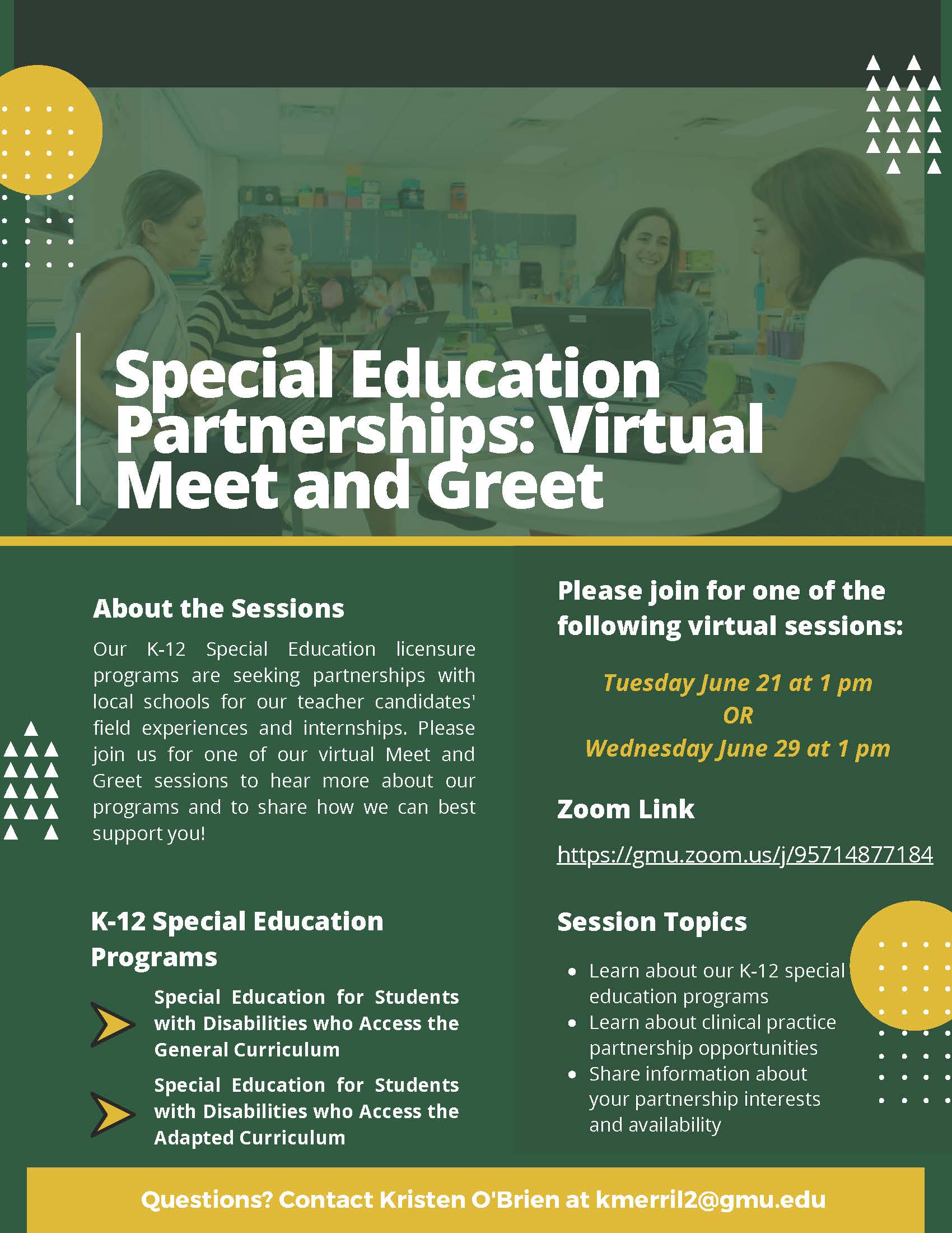 GMU Special Education Partnerships: Virtual and Greet
