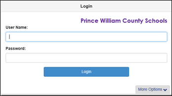 'StudentVUE login' screen. Enter User Name, Password, and click Login.