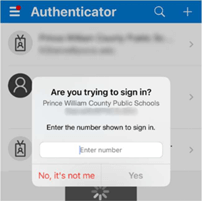 Screenshot of entering the confirmation code in the Microsoft Authenticator app