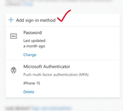 Screenshot of Add sign-in method option