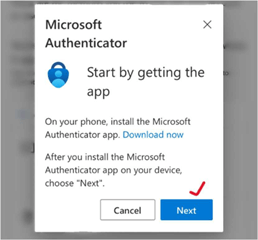 Screenshot of the start by getting the app screen