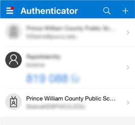 Screenshot of the Microsoft Authenticator app