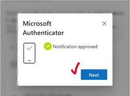 Screenshot of the notification approved screen