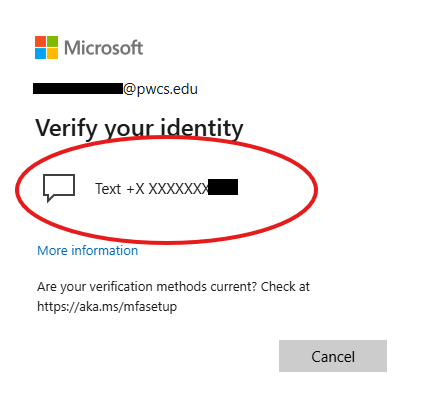 Screenshot of the prompt to start the multi-factor authentication process after logging in