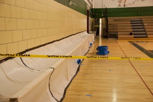 School gymnasium being repaired