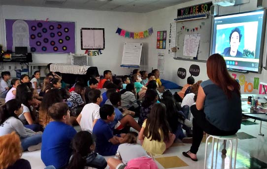 Fourth-grade students at Rockledge ES participating in a Skype a Scientist Session