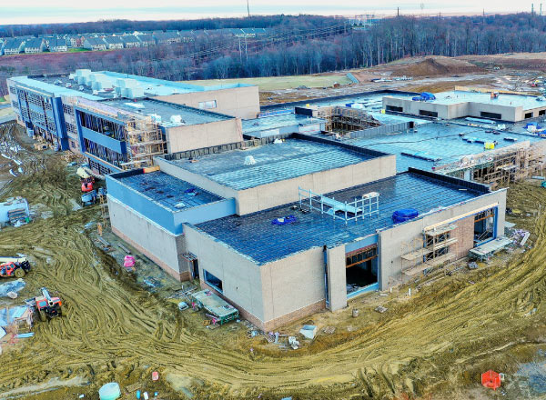 Aerial view of Potomac Shores MS under construction