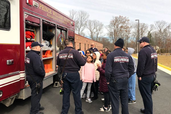 Hazmat team working with students at Antietam ES