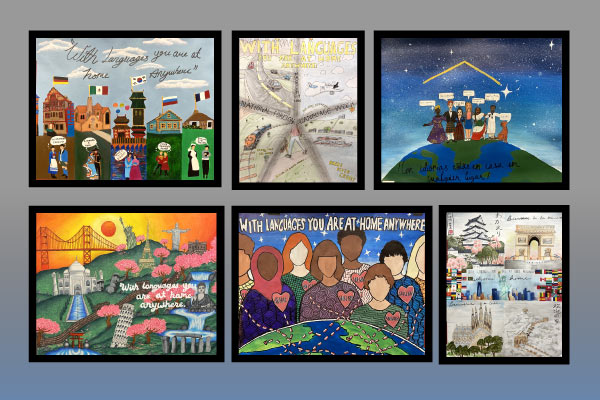 A collage of the six winning posters for Foreign Language Week 