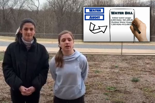 Students in front of future herb and vegetable garden at Battlefield High School