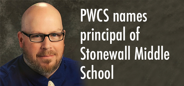Mike Nicely headshot Text: PWCS names principal of Stonewall Middle School