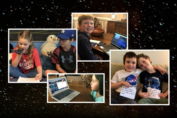 Collage of photos of Antietam ES students participating in the space chat