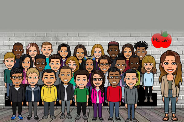 Example of bitmojis used in Montclair ES virtual classroom