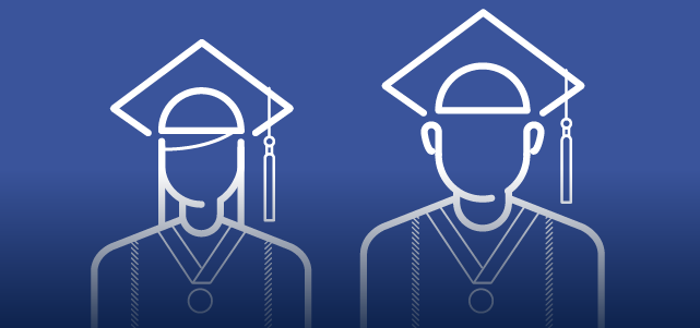 Images of two students in their cap and gown