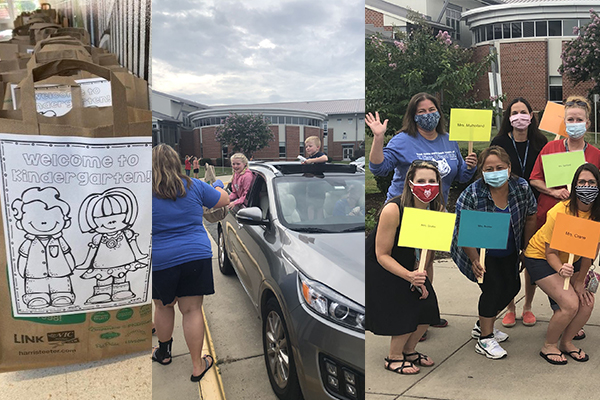 T. Clay Wood ES staff greets Kindergartners with popsicles, books and supply kits