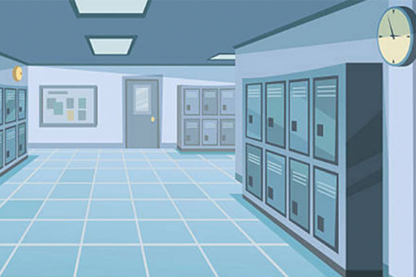 Graphic-hallway with lockers