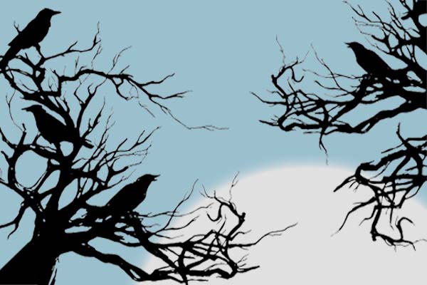 Graphic of ravens in trees