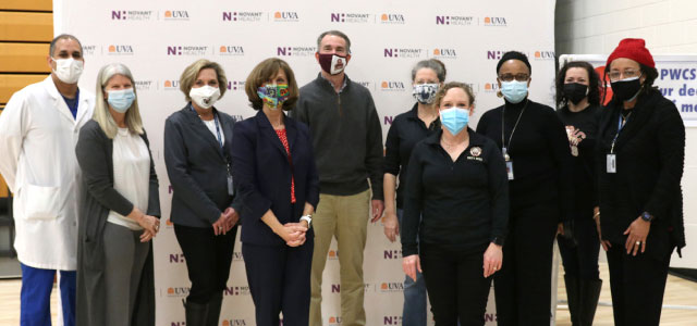 Group of 10 people who attended a vaccine clinic at Unity Reed HS.