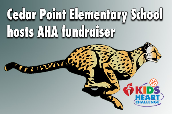 Graphic of Cedar Point Cheetah and Kids Heart Challenge logo