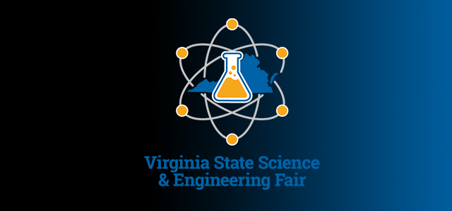 image of the virginia state science fair logo on a dark background