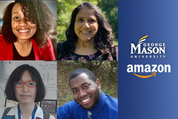 logos of Amazon and GMU besides headshots of four PWCS staff members: Tameka Martin, Robert Wilson Jr., Jessie Ayers, and Shruti Sanghavi