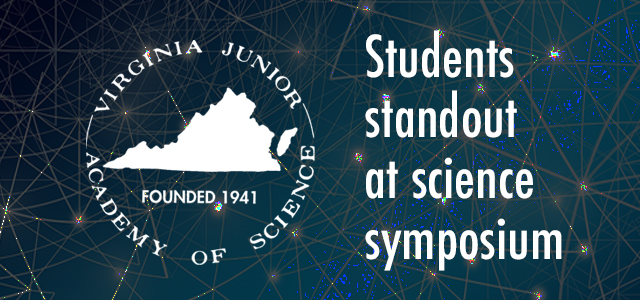 dark shooting star-filled sky image with Virginia Junior Science Academy logo in the center