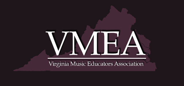 Outline of Virginia with the text: VMEA. Virginia Music Educators Association