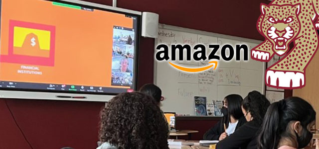 Photo of students participating in Amazon Tech Day at Unity Braxton Middle School