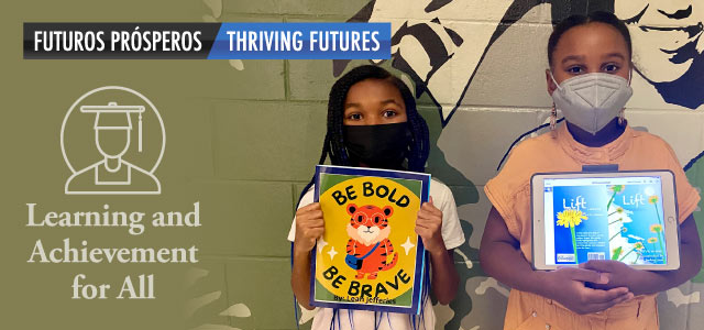 Springwoods Elementary School students holding the books they wrote