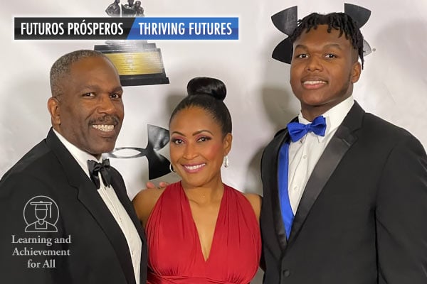 Wesley Williams and parents at Watkins Award ceremony