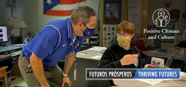 PWCS Teacher of the Year, Todd Robbins, with a student in a classroom