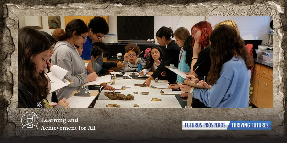 Woodbridge MS students at a lab table